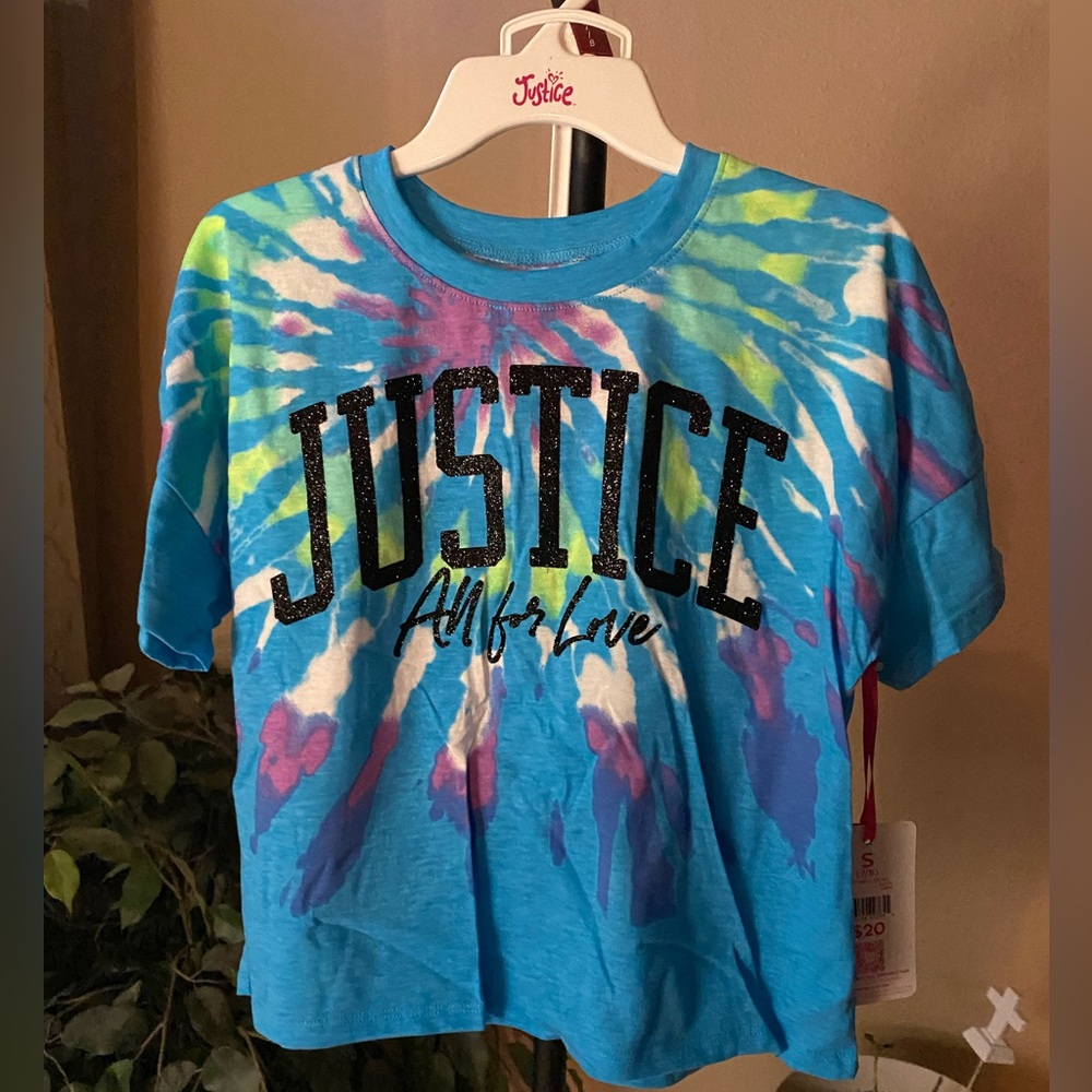 NWT JUSTICE 2pc JSPRT BOXY TEE SET. Size (7/8) Small